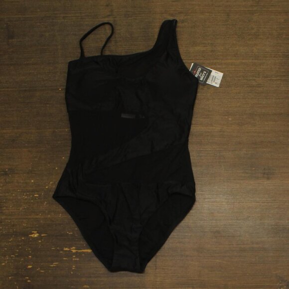 NWT Bar III Womens One-Shoulder Mesh Cutout Swimsuit MBNB24232 Black S - Picture 3 of 6